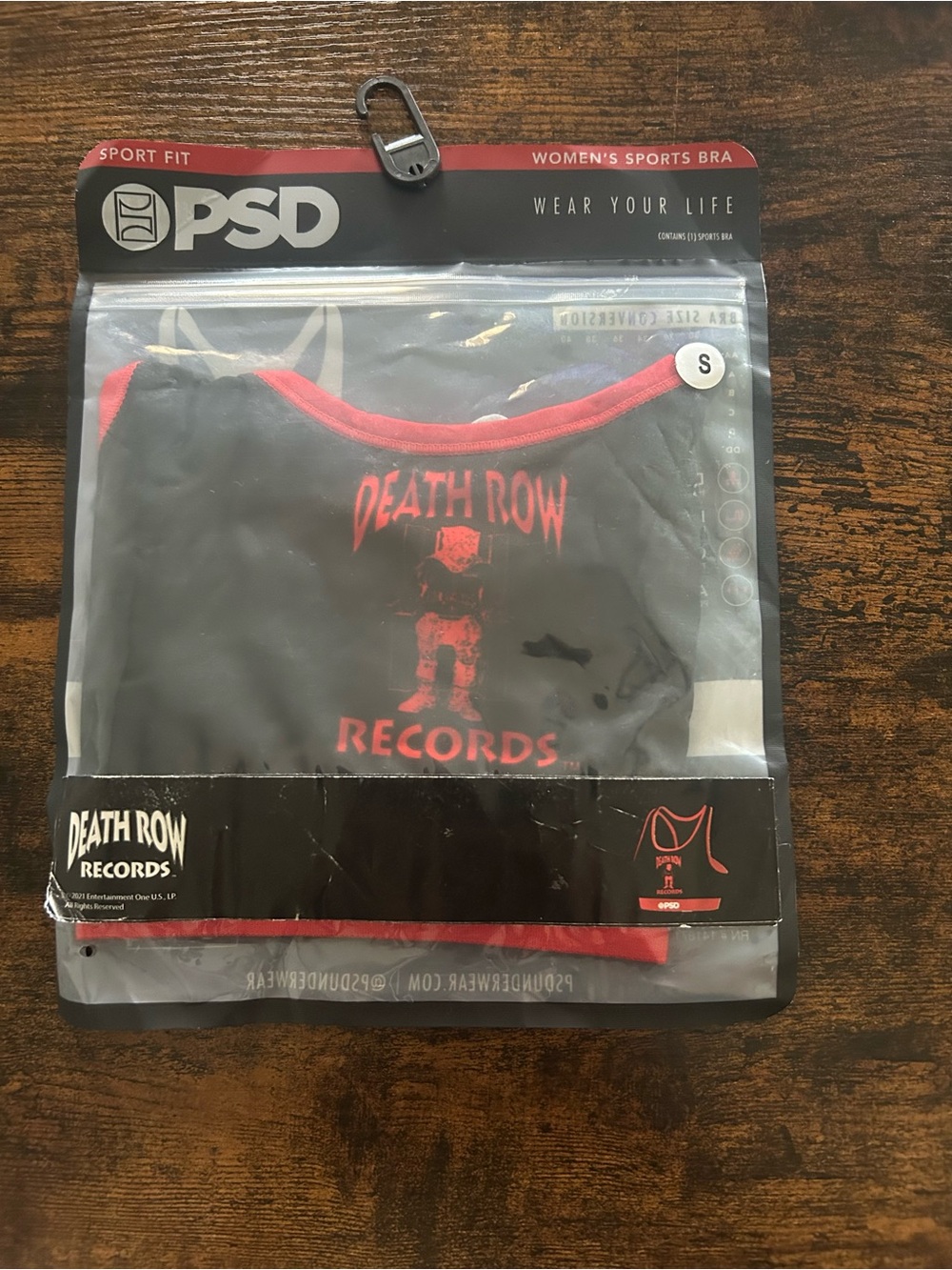 PSD Women's Kids Death Row Records Black & Red Sports Bra Top-Small
